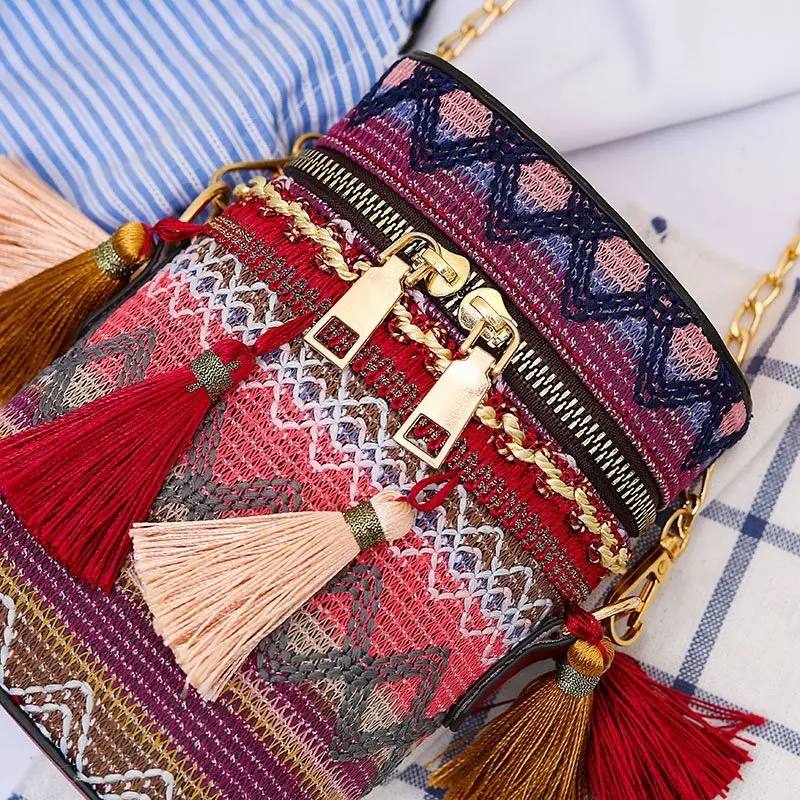 

Fashion bag women's bag new one-shoulder sloping bag woven bucket bag girl bag