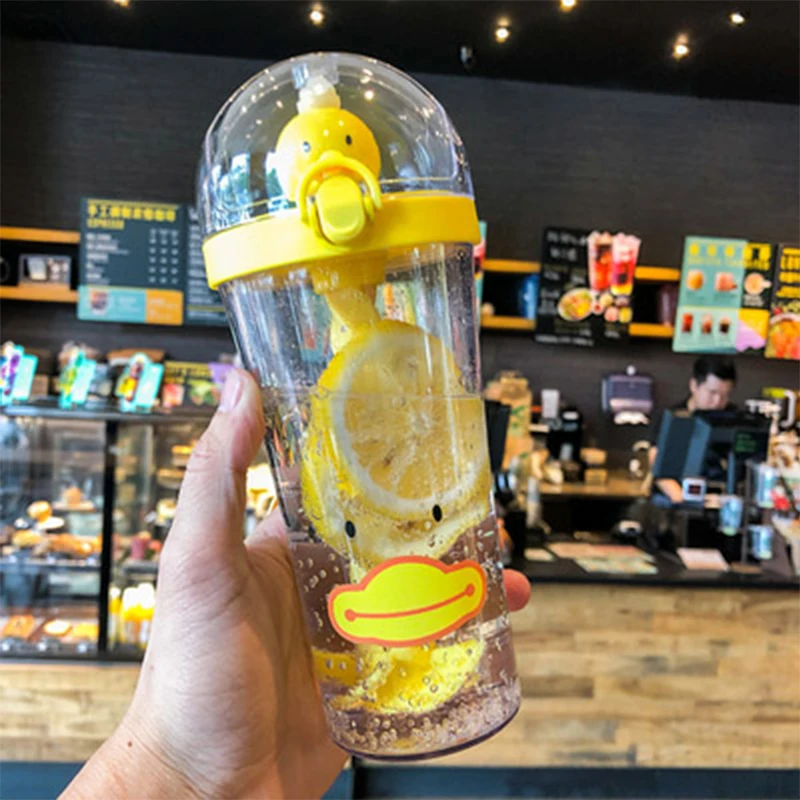 

Creative Cute Water Bottle Plastic Shaker Straw Animal Drinking Cup Portable Large Capacity For Student Adult Kids Mixing Cups