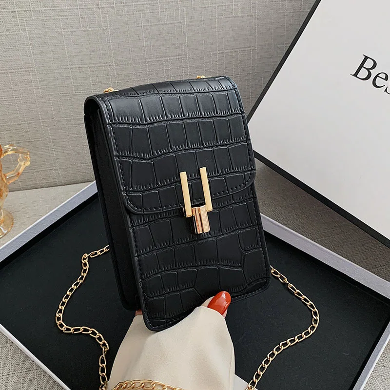 

Crocodile Pattern Fashion Women's Bag High-quality Texture Shoulder Bag Mobile Phone Bag PU Buckle Crossbody Bags for Women 2021