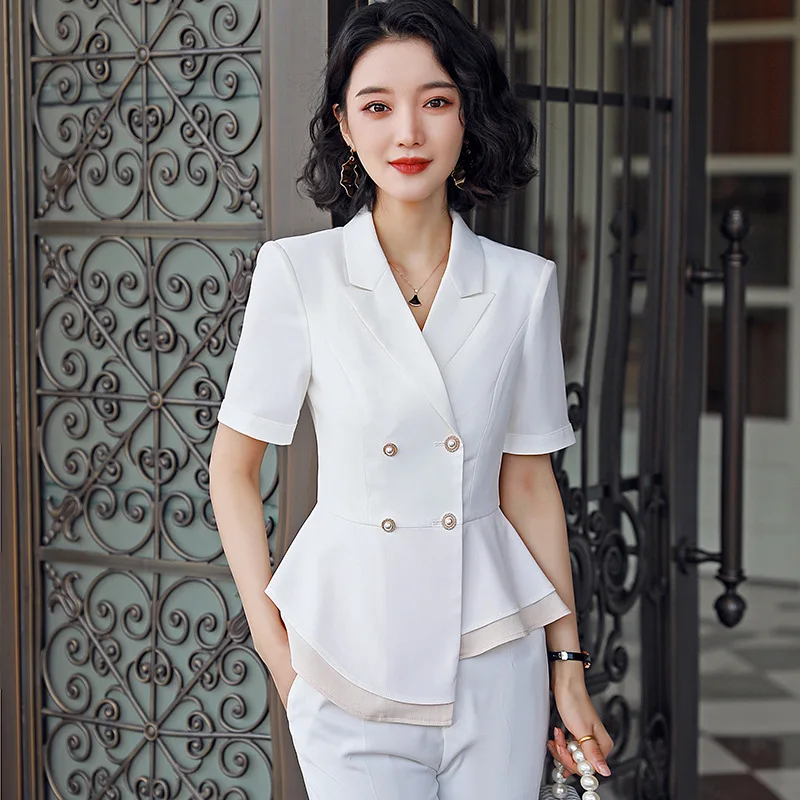 Костюм женский деловой из 2 предметов Модный Блейзер и юбка пиджак с коротким