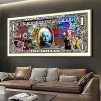 funny money art wise scientist canvas painting character graffiti art poster and print wall picture living room home decoration
