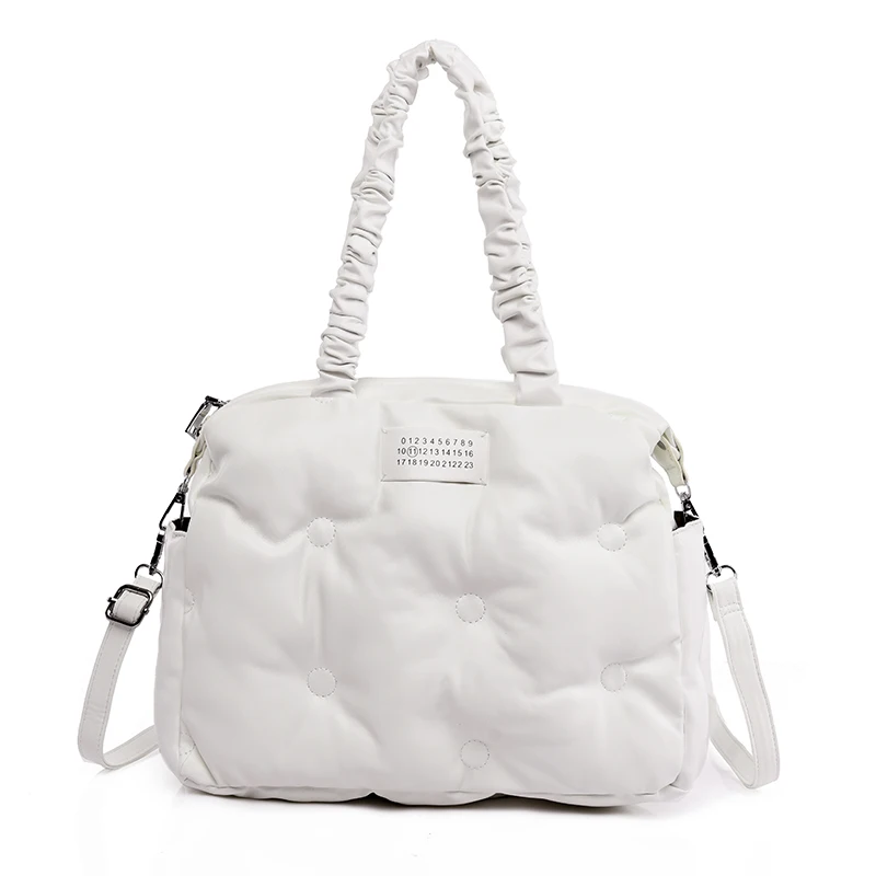 

2021 Spring and Autumn New Large Capacity Shoulder Bag for Women Waterproof Leather Space Pad Cotton Feather Down Large Handbags