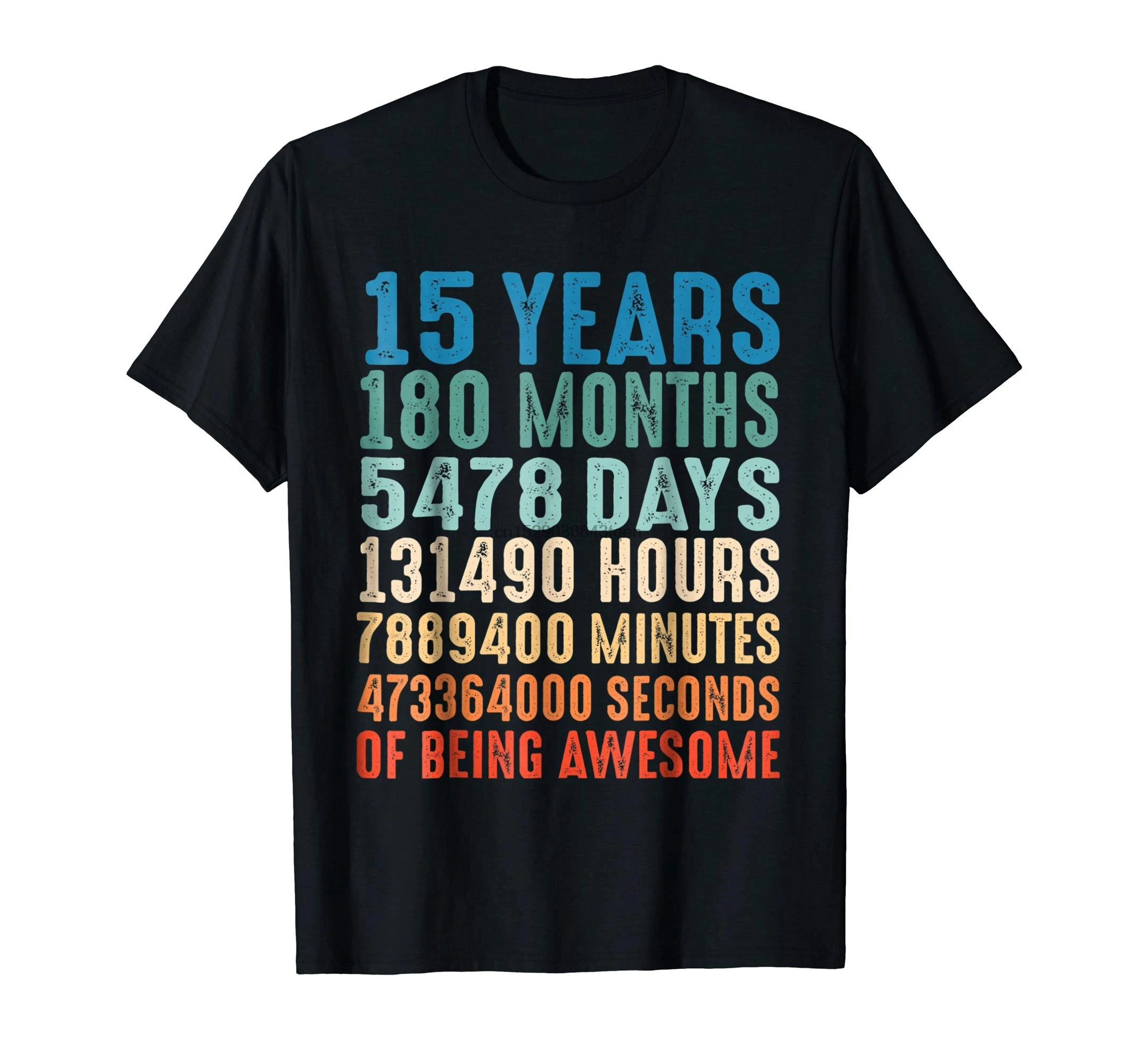 

15 Years Old 15th Birthday Vintage Retro T Shirt 180 Months-Men's T-Shirt-Black