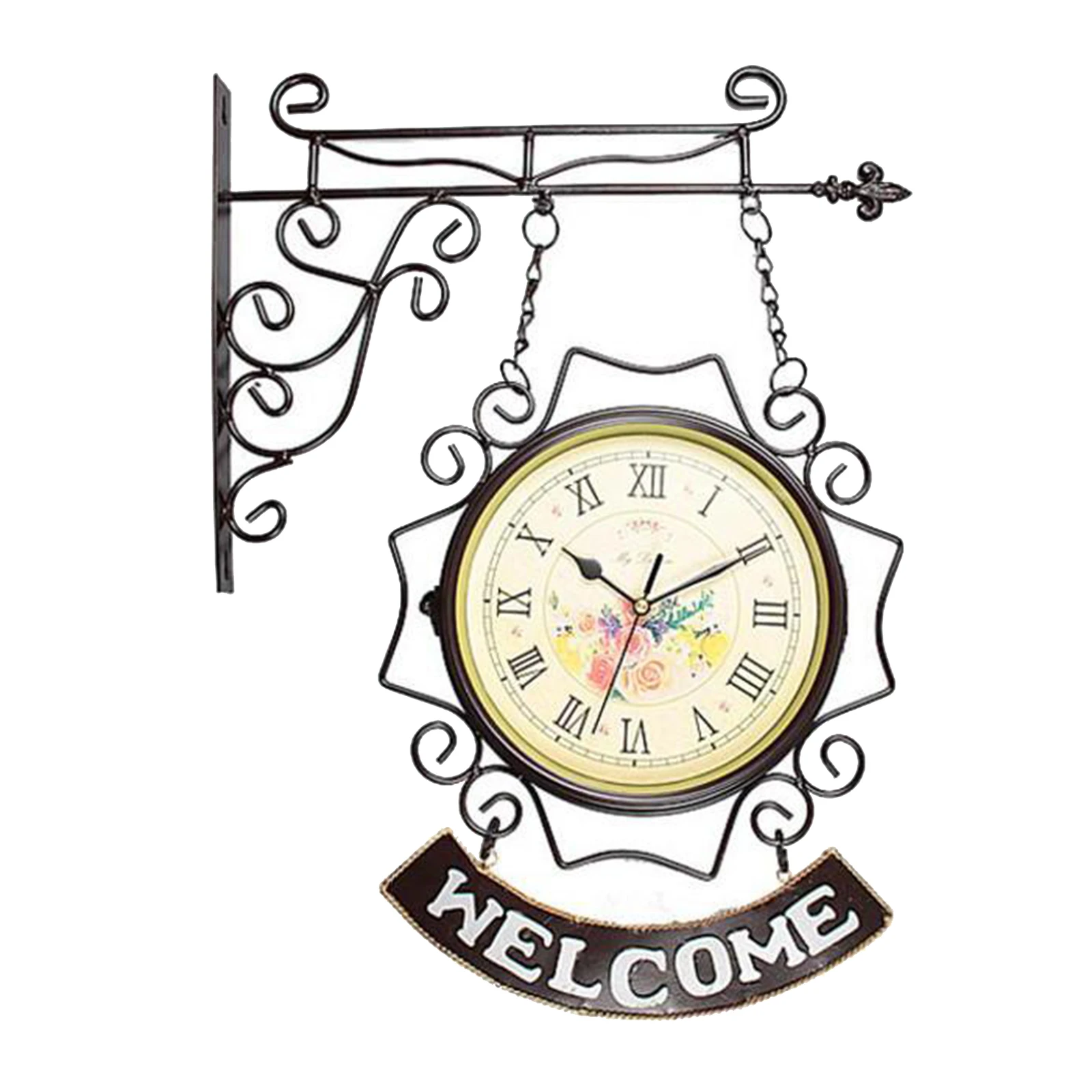 

Retro Double Sided Wall Clock Indoor Garden Wall Art Decorative Roman Clocks