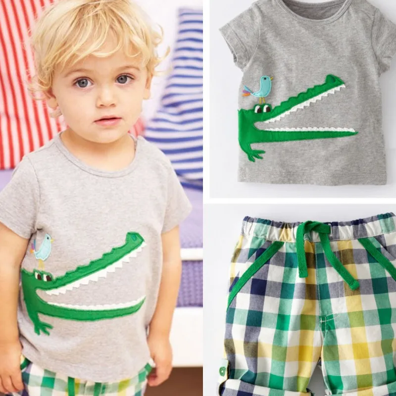 Комплект одежды для маленьких мальчиков Летние повседневные топы с короткими