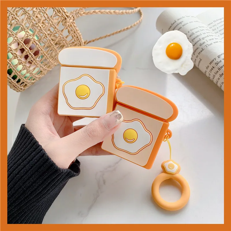 

For AirPods 1 2 Case Cute Cartoon Egg Soft Silicone Wireless Bluetooth Earphone Cases For Apple Airpods Case Cover Funda