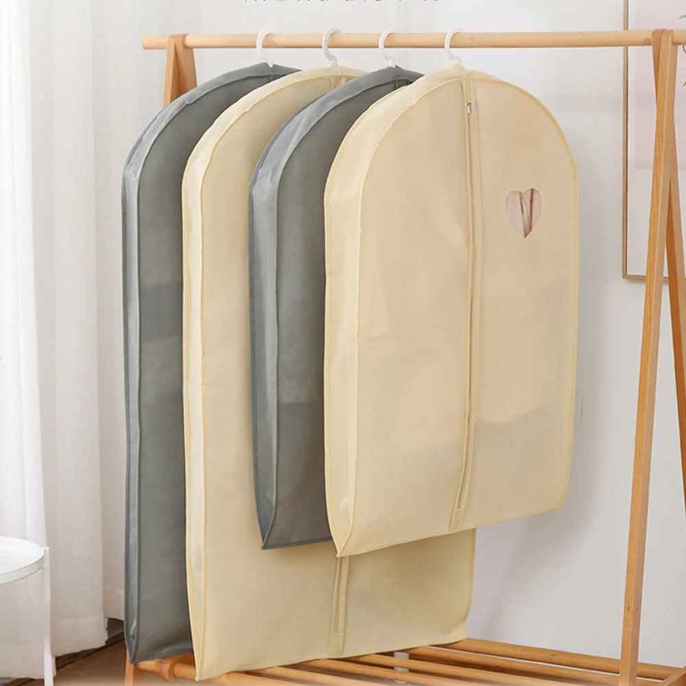 

90/140cm Non-Woven Clothing Dust Covers Suit Bag Garment Dress Suit Coat Protector For Clothes Organizer Wardrobe Storage Bags