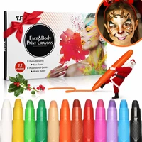 12 colors face painting kit makeup crayon pencil kids party christmas halloween body paint drawing washable graffiti chalk pens