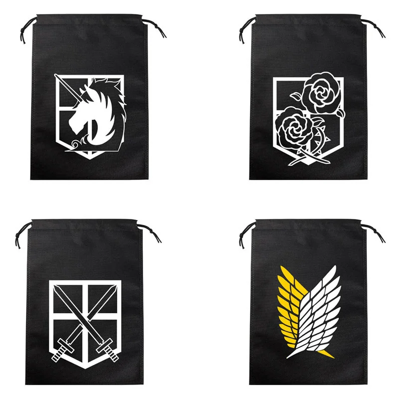 

1 Pcs New Anime Attack on Titan Cosplay Drawstring Bag Storage Bags Portable Pocket Adult Boy Girl Backpack Figure Toys Gifts