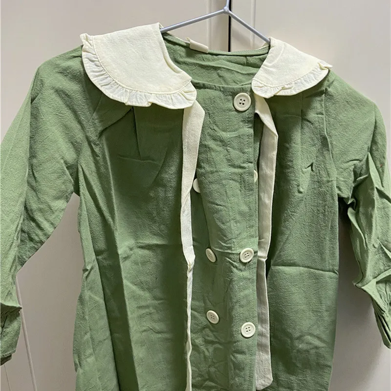 Платье с длинным рукавом и отложным воротником для девочек в Корейском стиле |