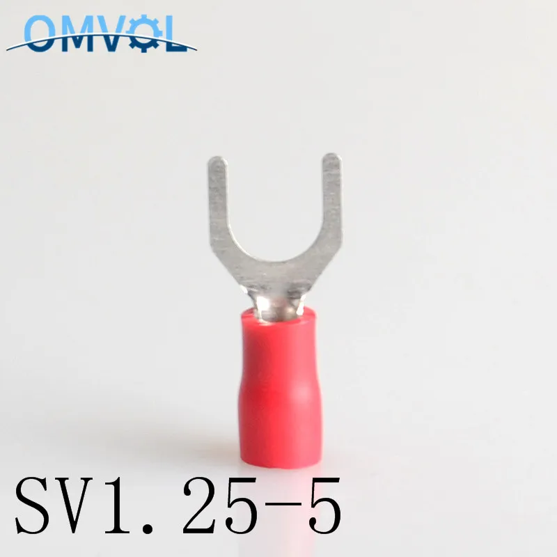 50 шт. SV1.25 5 желтый Furcate кабельный соединитель предварительно изолирующая вилка