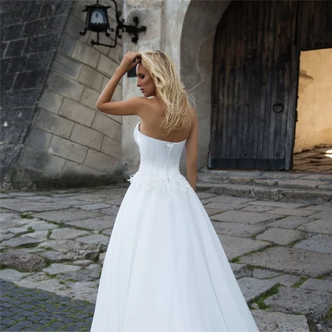 Boho Beach trouwjurk Lace Elegant Wedding Dress 2020 Sweetheart Long Bridal Dress Bride Gown Autumn vestido de novia lace-up