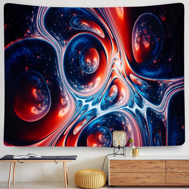 

psychedelic tapestry wall digital abstract colorful circle glass lines boho home room decoration aesthetic Wholesale hot sale