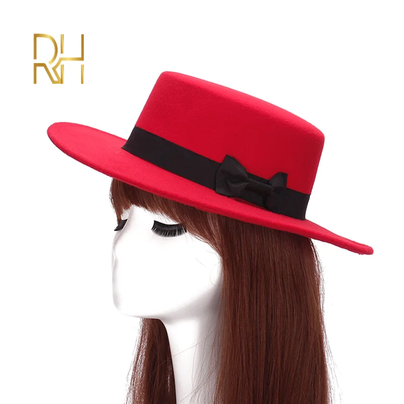 Женская однотонная фетровая шляпа с плоской подошвой имитация шерсти зимняя