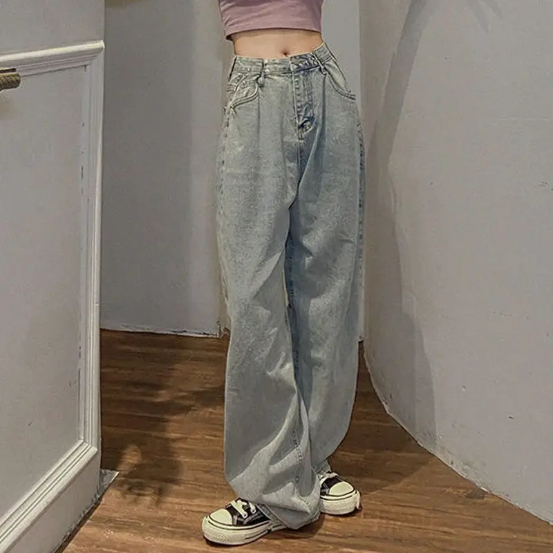 

2022 High Waist Loose Comfortable Jeans For Women Oversized Fashionable Casual Straight Pants Washed Boyfriend Jeans