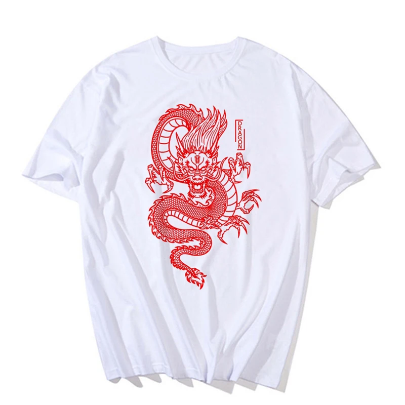 

Top Female T-Shirts Harajuku Casual Aesthetic Tshirts Unisex Casual TeeTops Clothes Chinese Dragon Printing Summer Women T-shirt