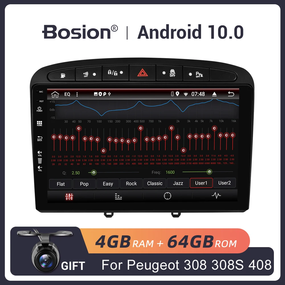 

Автомагнитола Bosion, Android 10,0, DSP 30EQ IPS, мультимедийный видеоплеер, автомобильный стерео GPS-навигатор для Peugeot 308 308S 408 2 Din PX6