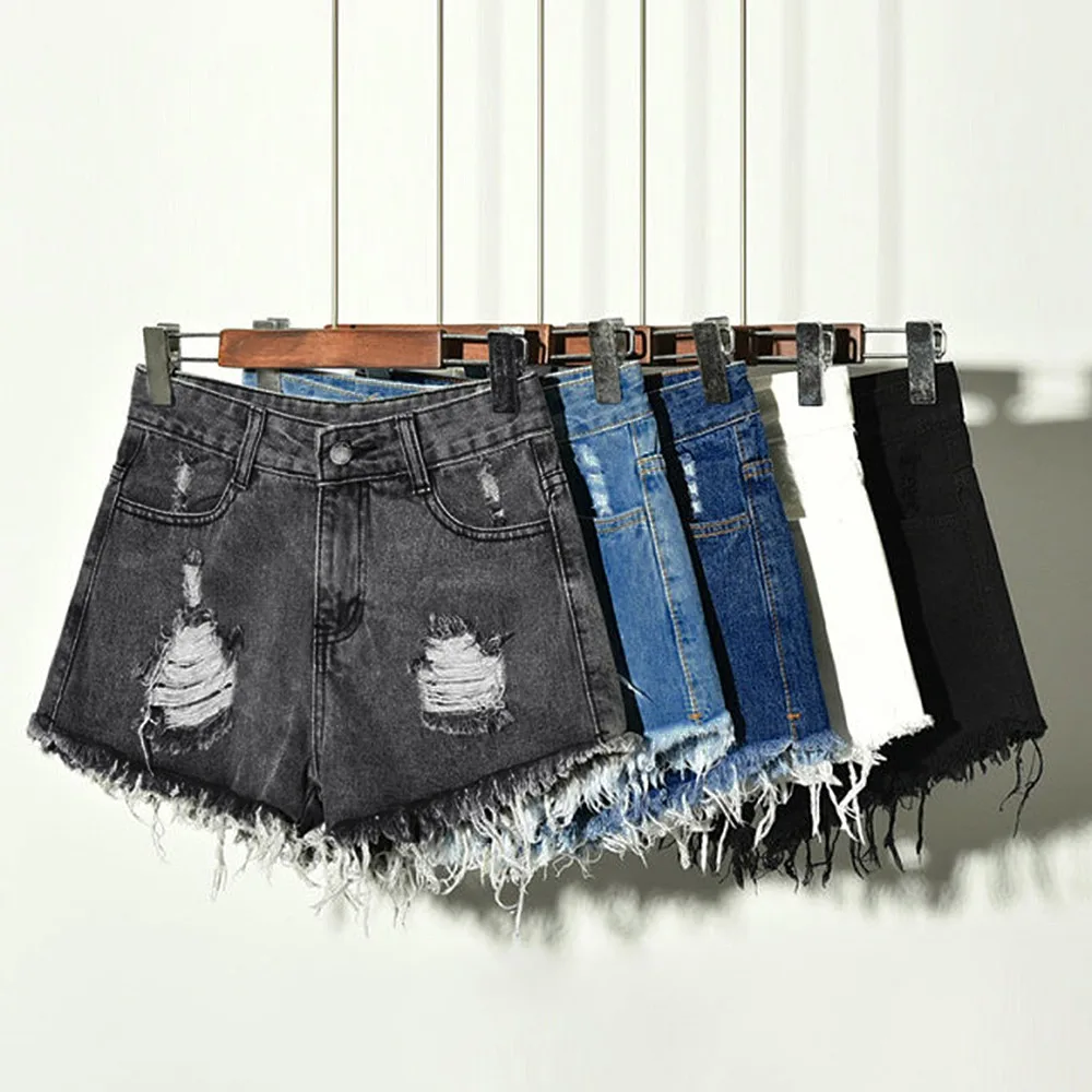 

2021 New Arrival Summer Casual Summer Denim Women Shorts High Waist Fur-lined Leg-openings Plus Sizes S-6XL Sexy Short Jeans