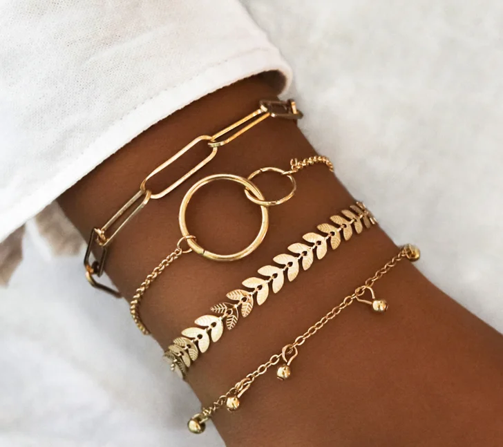 5/4 шт/комплект женские модные браслеты жемчужный лист ракушка сердце карта