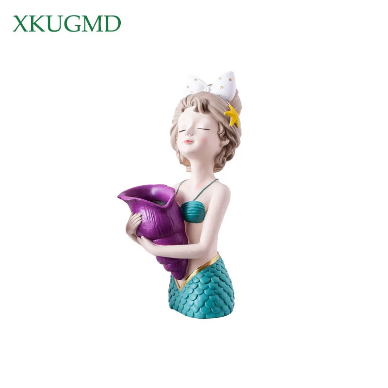 

Nordic Luxury Mermaid Resin Vase Living Room Ornaments Flower Arrangement Home Decor Crafts Wedding Decoration Gifts