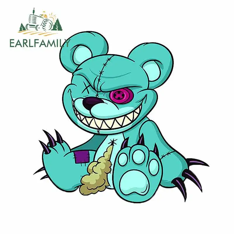 EARLFAMILY 13 см x 12,9 см для злого мишки тедди, автомобильные граффити-наклейки, украшение автомобиля, наклейка на багажник, водонепроницаемый подходит для фургона, RV