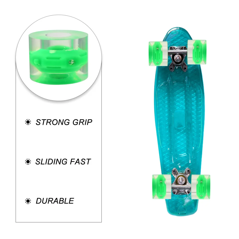 

4 Pcs Professional Skateboard PU Wheels Led Anti-tear Replacement Wheels (Green)