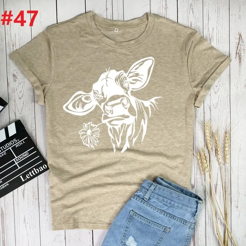 

Fun Animal cow Graphic tees tops tshirts women funny O-neck T-shirt Vintage Ullzang Mujer Harajuku Summer Streetwear T-shirts