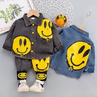 1 5 year old boy trendy fan qiu style lapel smiley face denim jacket childrens suit two piece childrens single breasted jacket