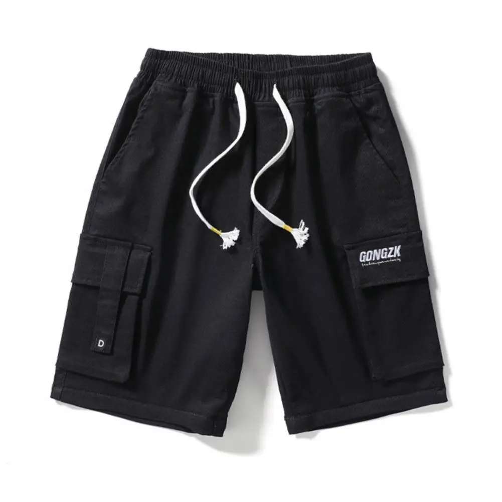 Шорты карго мужские с завязкой модные тонкие хлопковые дышащие штаны карманами