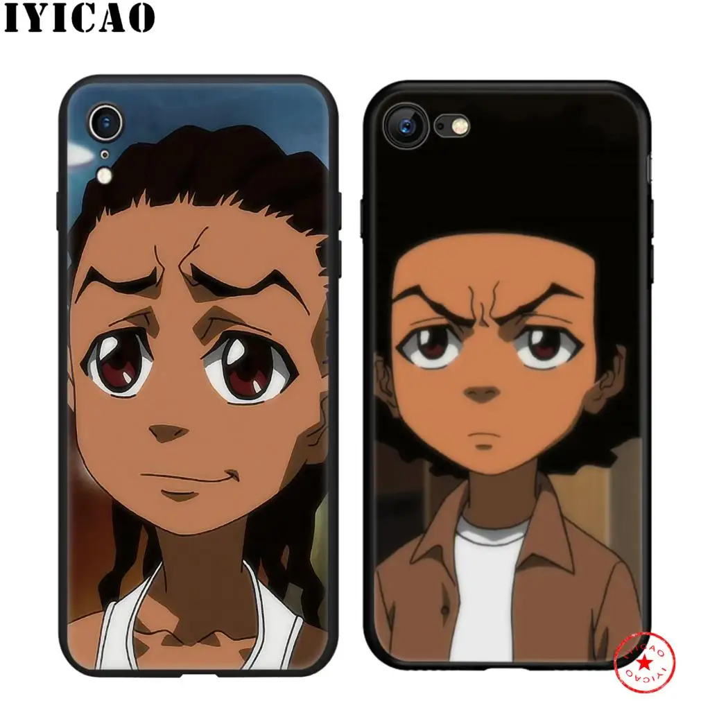 Силиконовый чехол IYICAO Huey Freeman BOONDOCKS мягкий черный для iPhone 11 Pro Xr Xs Max X или 10 8 7 6 6S Plus 5