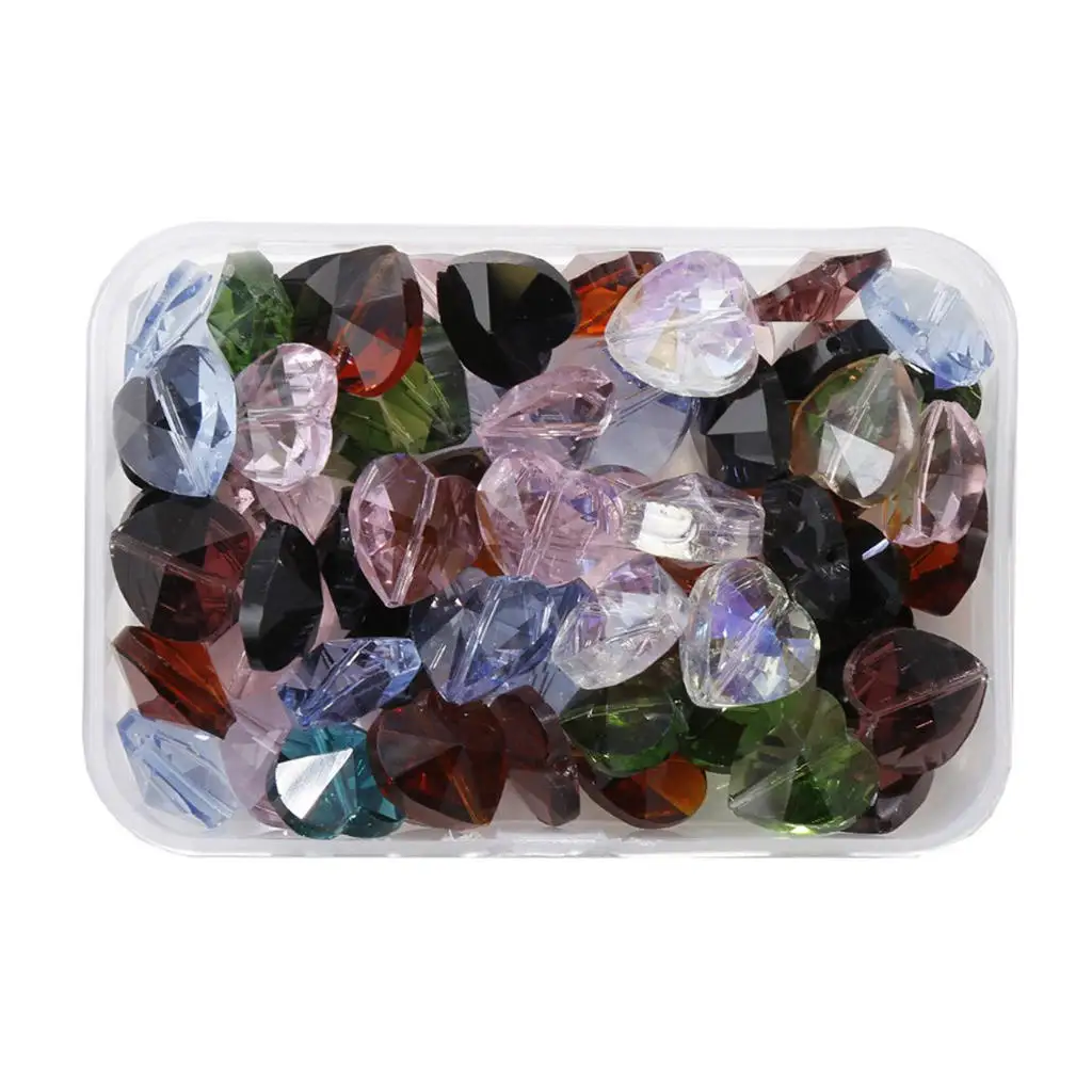 

60x 3d Colorful Glass Heart Beads Jewelry Making Findings for