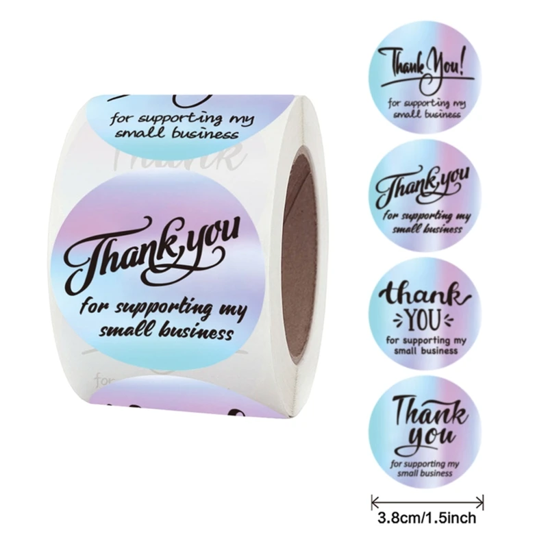 

500pcs Rainbow Thank You Sticker Gift Package Box Seal Label Scrapbooking Decor W8ED