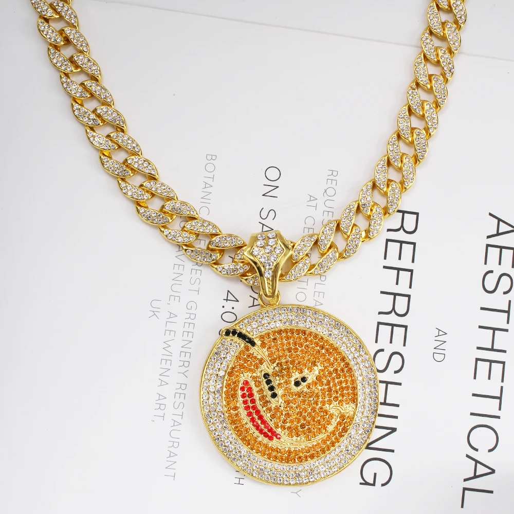 Большой Круглый Кулон В Стиле Хип-хоп кубинский чокер Майами с пазлом Гроза