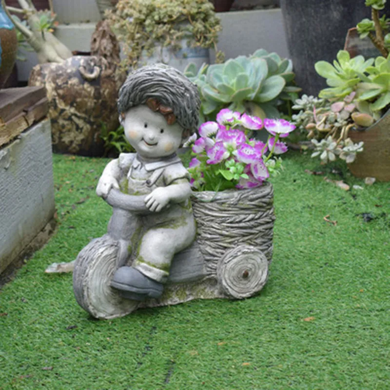 

Garden Garden Retro Flower Pot Cute Male Girl Cart Flower Pot Display Planting Creative Plant Balcony Decor M2366