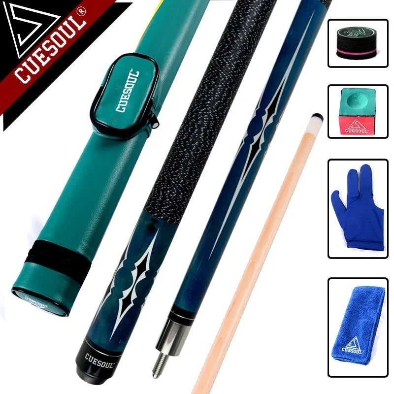 

CUESOUL кленовый бильярдный кий Вал 11,5 мм/12,75 мм советы 1/2 разделенный бильярдный кий 58 дюймов с чехлом