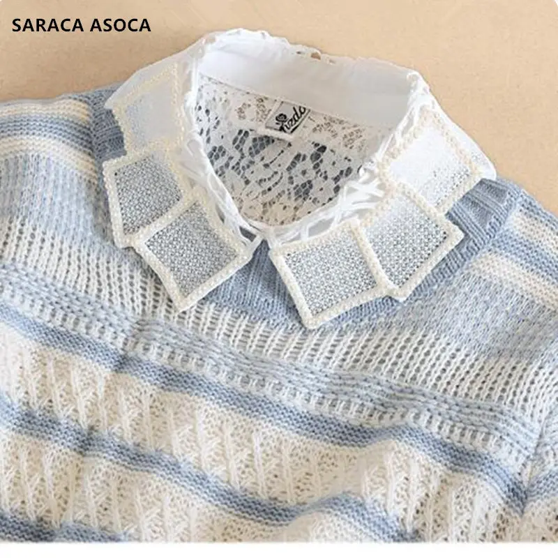 Модный кружевной ажурный съемный воротник Женский Универсальный свитер с