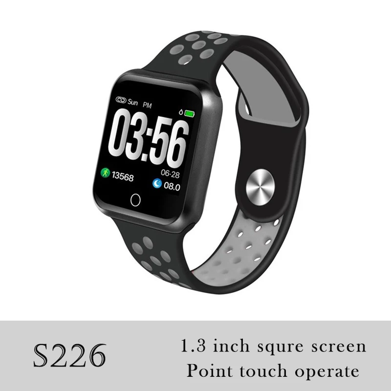 S226 Black Gray 696 F8 полный сенсорный экран умный Браслет пульсометр кровяное давление кислородный Монитор датчик движения IP67 водонепроницаемый браслет - Цвет: S226 Black Gray