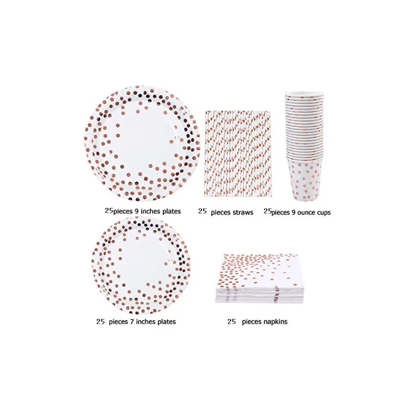 Высококачественные бронзовые принадлежности для вечеринок золотые бумажные