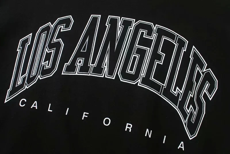 

WOMENGAGA Women O-Neck Letters Print Sweatshirt Drop Shoulders Organic Cotton Sweatshirt In Black Tops Autumn Winter RI11