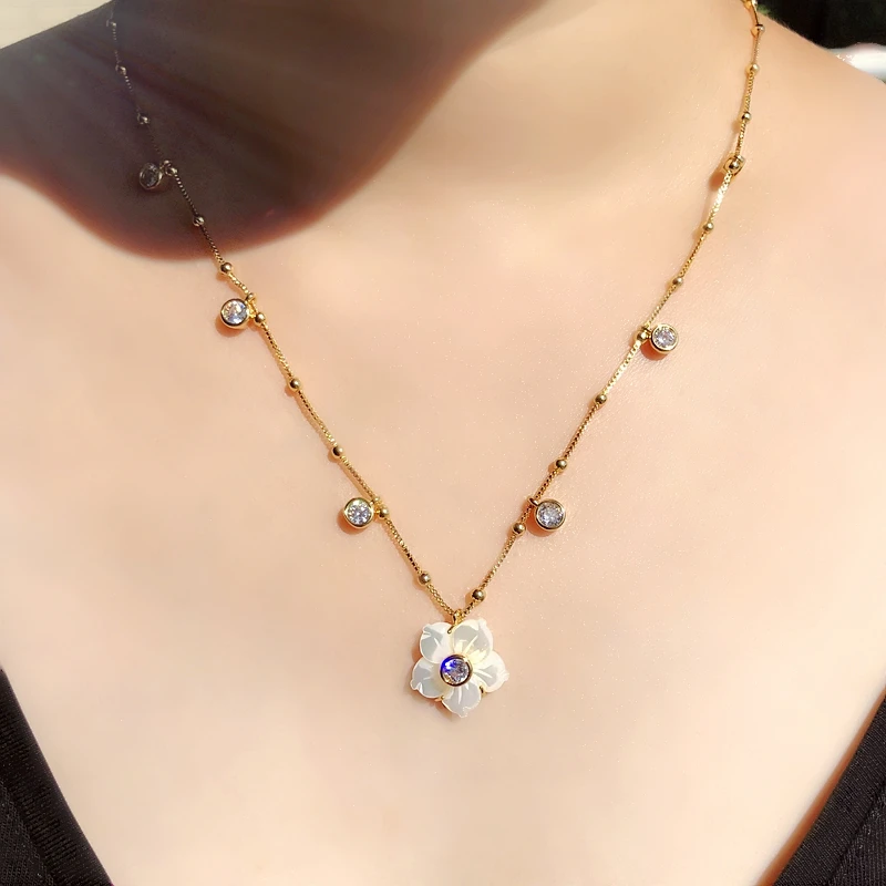 Маленький цветок пресноводного жемчуга морской раковины кулон ожерелье круглый