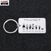 family love keychain customized name personalized keyring gift for him parents children present bag charm families member gift