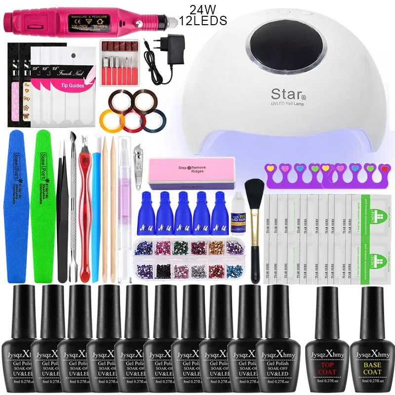 Набор для маникюра полный набор инструментов 6/10 цветов впитывающий УФ гель