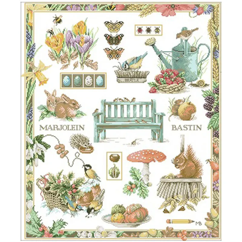 

Colorful garden pattern Counted Cross Stitch 11CT 14CT 18CT DIY Chinese Cross Stitch Kits Embroidery Needlework Sets
