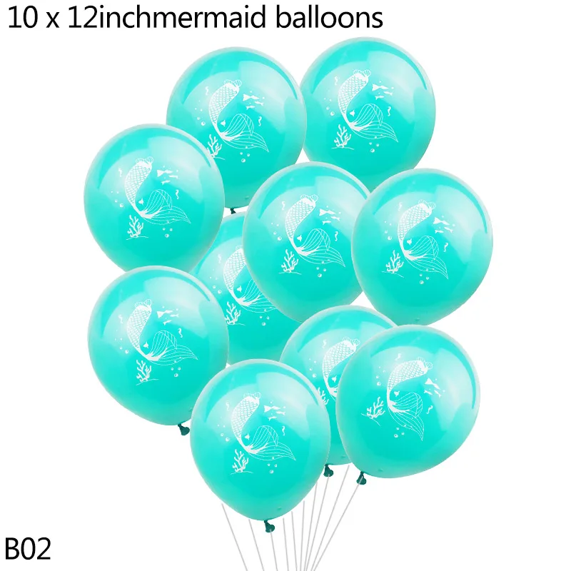 B02 10pcs Mermaid Balloons Multicolor Confetti Balloon latex 12inch Wedding Ballons Birthday Party Decoration Baby shower Supplies - Цвет: B02