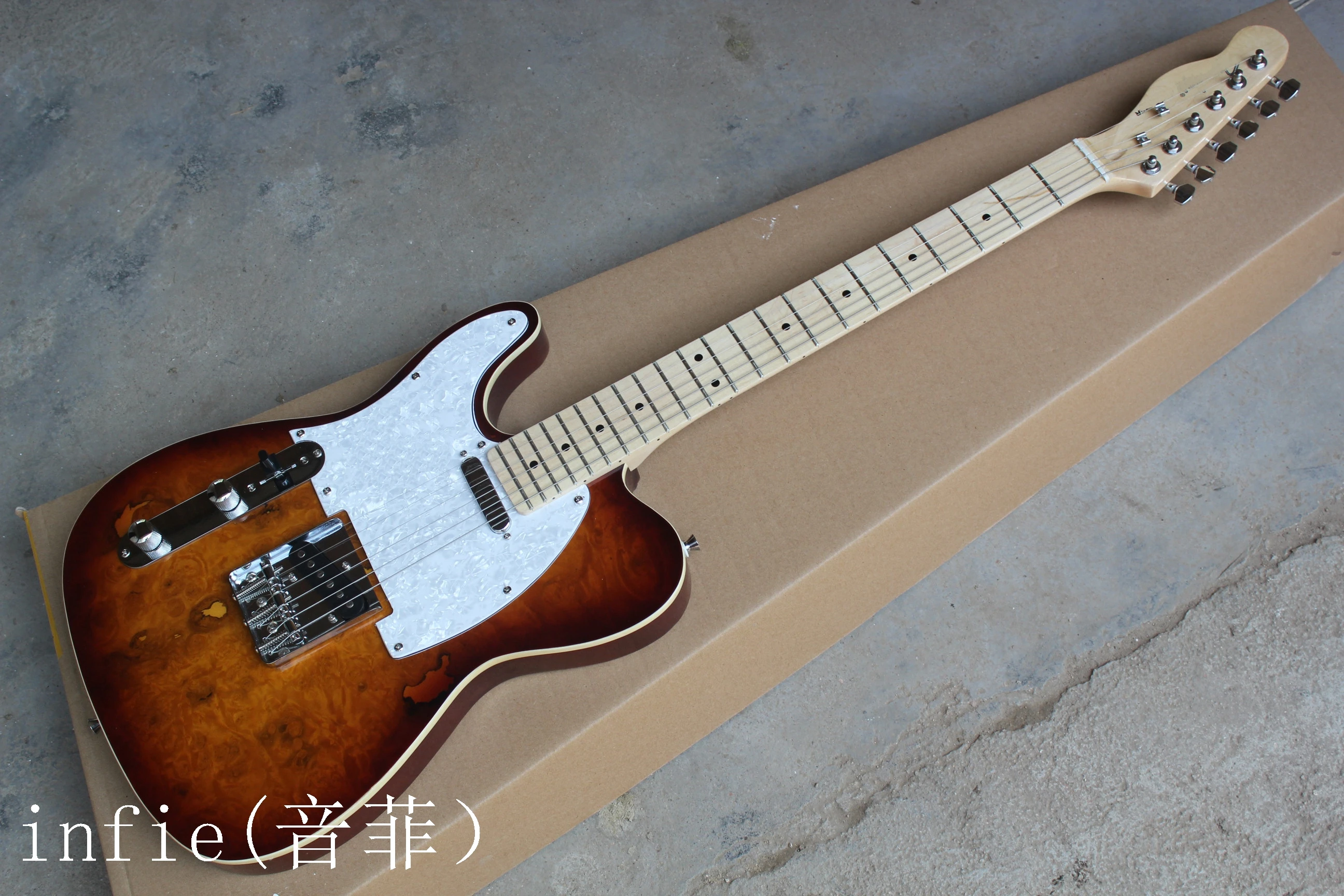 Высокое качество клен гриф левшей Sunburst электрогитара белая Guard гитарная доска