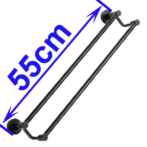 L is55 cm Матовый черный аксессуар для ванной комнаты из нержавеющей стали, двойной держатель для полотенец 60 см YT-10998-H - Цвет: L is55 cm