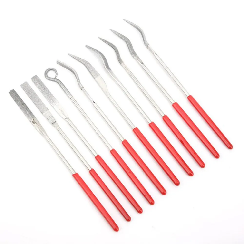 

10pcs 3x140mm Diamond Files Steel File Special Shaped Grinding Files Non Slip Handle Carving Tool Non Slip Handle Woodworking