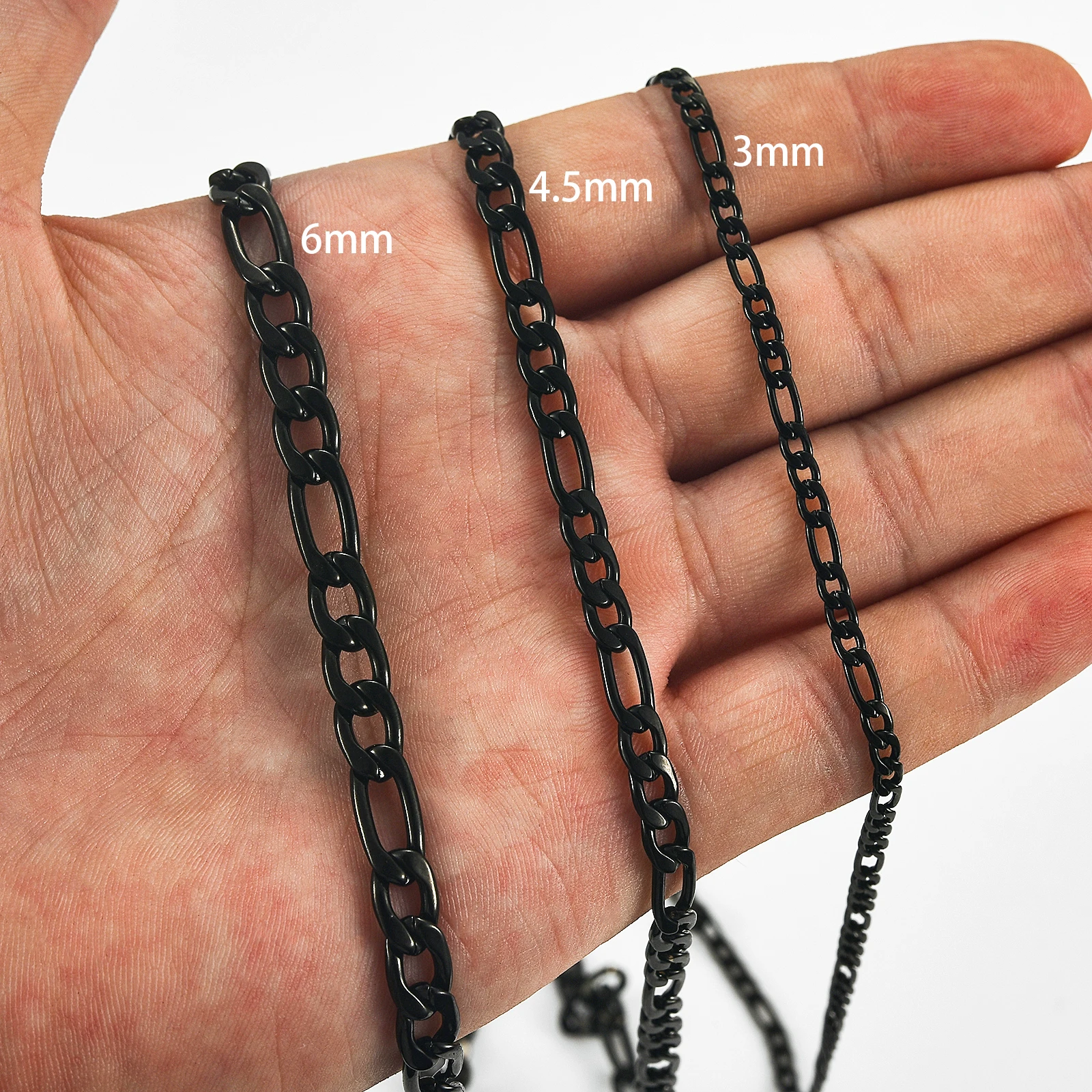 Модные ожерелья в стиле хип-хоп Figaro черного цвета из нержавеющей стали звенья для