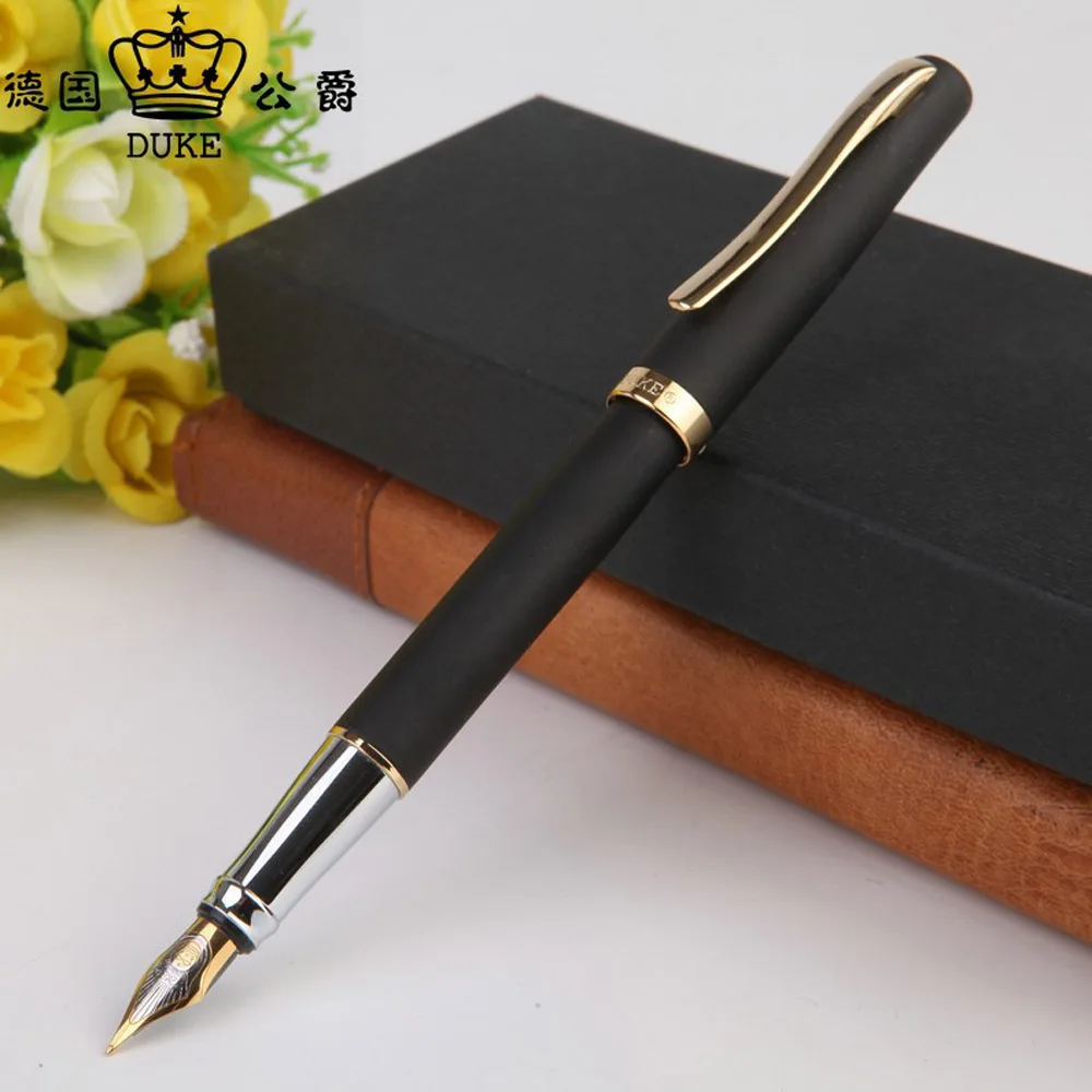 luxury High quality duke 209 golden Frosted black M Nib Fountain Pen for Business Stationary Office school supplies