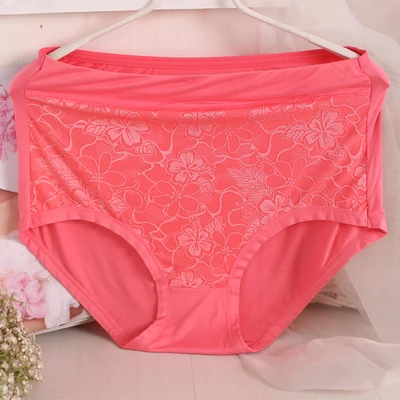 Watermelon red Женские трусики размера плюс с высокой талией, нижнее белье для девушек, Модальные трусы большого размера, модные Хлопковые женские трусики большого размера с цветочным рисунком - Цвет: Watermelon red